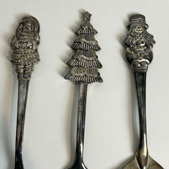 International Silver Co Silver plated Christmas Serving Set Spoon Fork Cake - Picture 2 of 4
